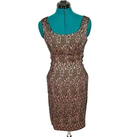Ann Taylor Petite Embroidered Ruched Floral Party Cocktail Lined Dress - Picture 1 of 14